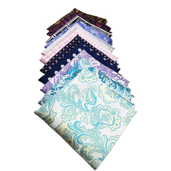 Mens Set of 11 Paisley Silk Blend Pocket Squares - Picture 4 of 7